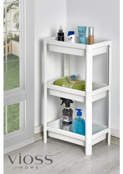 3 Katlı Vesken Raf | Banyo Mutfak Düzenleyici Kare Raf Organizer