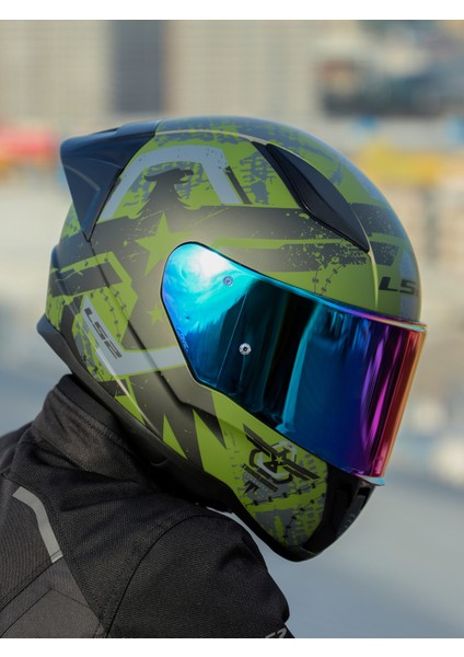 Rapıd 2 Race Thunder Bırds Mat Yeşil-Siyah-Gri Kask
