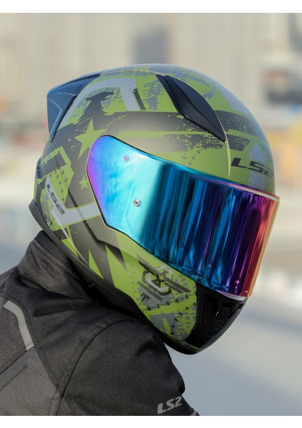 Rapıd 2 Race Thunder Bırds Mat Yeşil-Siyah-Gri Kask