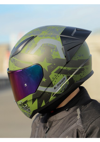Rapıd 2 Race Thunder Bırds Mat Yeşil-Siyah-Gri Kask