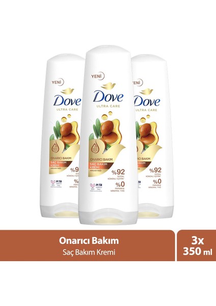 Ultra Care Saç Bakım Kremi Onarıcı Bakım Argan Yağı 350 ml X3