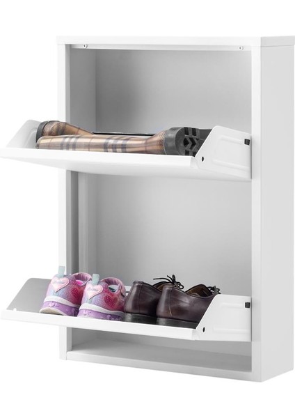 2 Raflı Metal Ayakkabılık | Beyaz | Ayakkabı Rafı | Rehome indirimleri