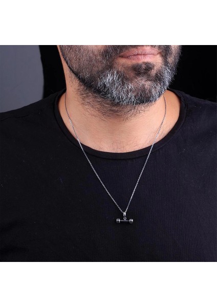 925 Ayar Gümüş Sade Dumbell Erkek Kolye fiyatları