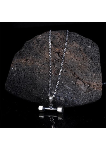 925 Ayar Gümüş Sade Dumbell Erkek Kolye modelleri