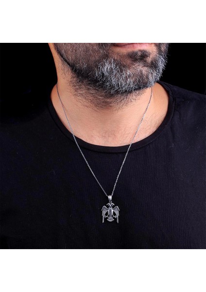 925 Ayar Gümüş Çift Başlı Selçuklu Kartalı Erkek Kolye fiyatları