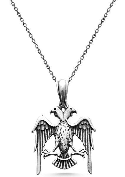 925 Ayar Gümüş Çift Başlı Selçuklu Kartalı Erkek Kolye fırsatları