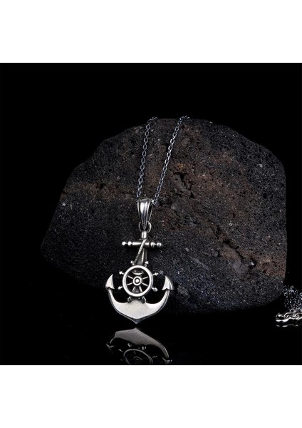 925 Ayar Gümüş Deniz Çapası Erkek Kolye
