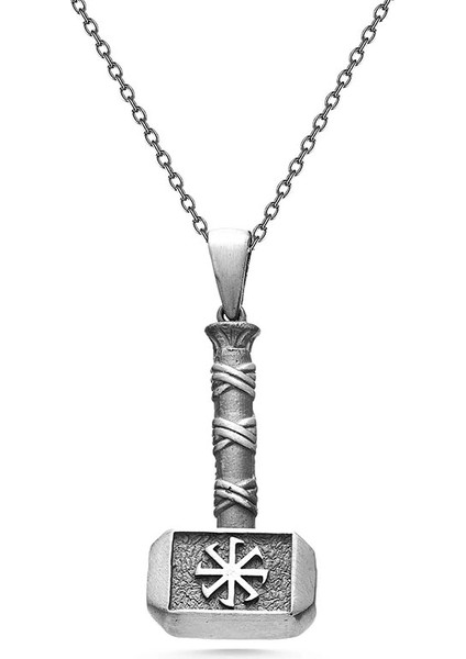 925 Ayar Gümüş Işlemeli Thor Çekici Çekiç Erkek Kolye fırsatları