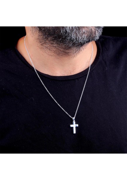 925 Ayar Gümüş Haç Sembollü Küçük Boy Erkek Kolye fiyatları