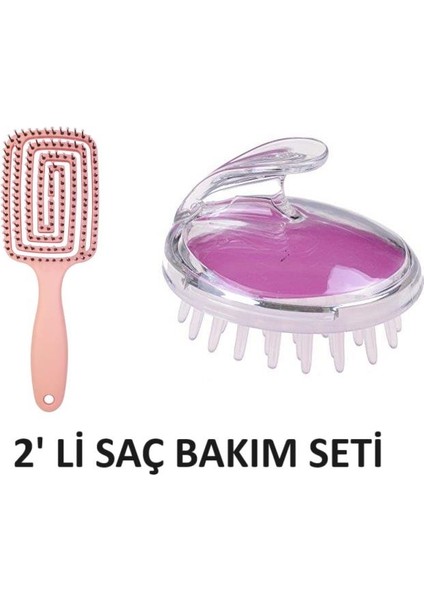 Üç Boyutlu 3D Saç Tarak + Saç Masaj Şampuan Tarağı 2 Ürün Bir Arada Saç Bakım Seti