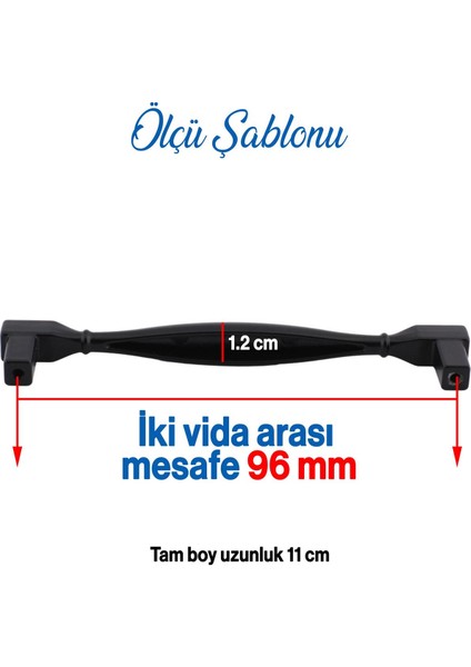 Kare Kulp Mobilya Mutfak Dolabı Çekmece Dolap Kulpları Kapak Kulpu Kulbu Siyah 96 mm Metal