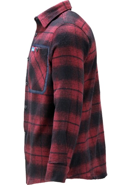 Erkek Regular Fit Garnili Çift Cep Çıtçıtlı Oduncu Bordo Gömlek modelleri