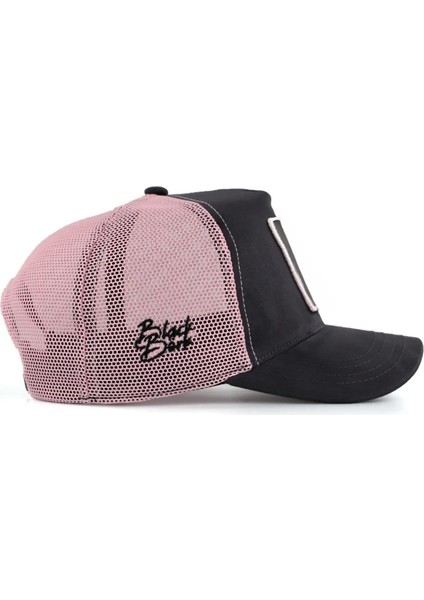 Blackbörk V1 Trucker My Life My Rules - 1 Kod Logolu Unisex Antrasit-Pembe Şapka (Cap)