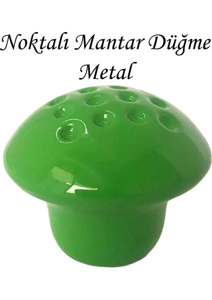 Yeşil Noktalı Mantar Düğme Kulp Çocuk Bebek Mobilya Çekmece Dolap Kapak Kulbu Metal Kulp Aksesuarları Vidalı