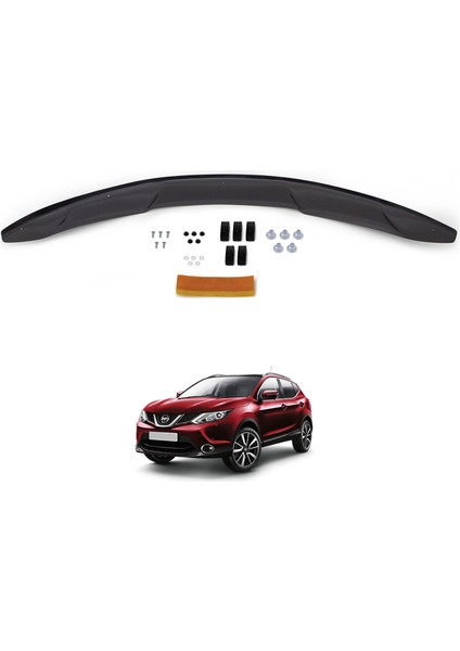 Esa Nissan Qashqai Ön Kaput Koruyucu Rüzgarlığı Abs Plastik Piano Black 2014-2016 Yıllarına Uyumlu