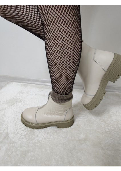 Lucy Deri Önden Fermuarlı Kadın Bot Ary B5 Bej 39 fırsatları