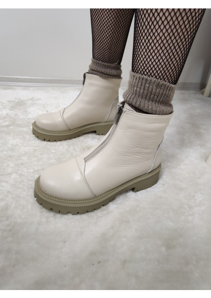 Lucy Deri Önden Fermuarlı Kadın Bot Ary B5 Bej 39 indirimleri