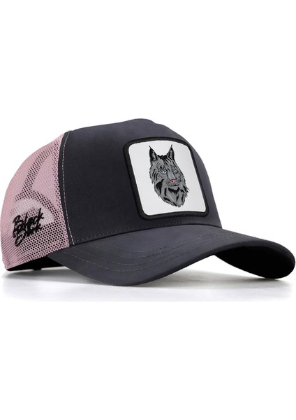 Blackbörk V1 Trucker Kedi - 1 Kod Logolu Unisex Antrasit-Pembe Şapka (Cap)