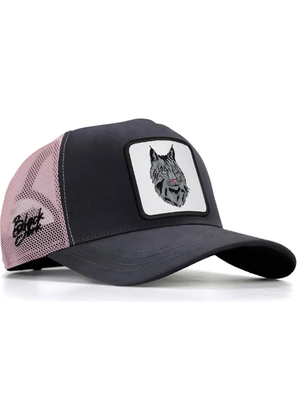 Black Börk Blackbörk V1 Trucker Kedi - 1 Kod Logolu Unisex Antrasit-Pembe Şapka (Cap)