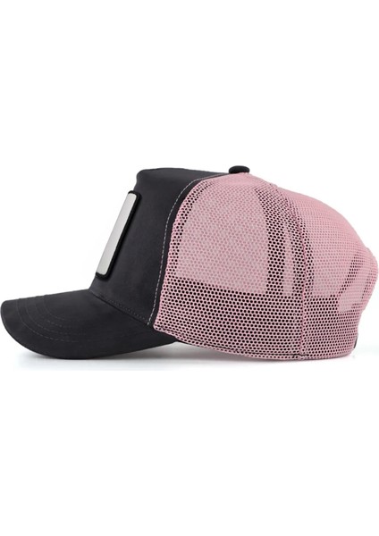 Blackbörk V1 Trucker Kedi - 1 Kod Logolu Unisex Antrasit-Pembe Şapka (Cap)