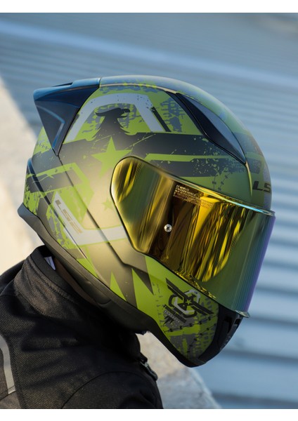 Rapıd 2 Race Thunder Bırds Mat Yeşil-Siyah-Gri Kask