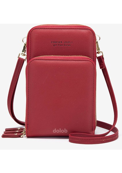 Kadınlar Için Mini Büyük Kapasiteli Cep Telefonu Çantası Yeni Üç Çekmeli Omuz Çantası Anahtar Bozuk Para Cüzdanı Omuz Crossbody Küçük Deri Çanta (Yurt Dışından)