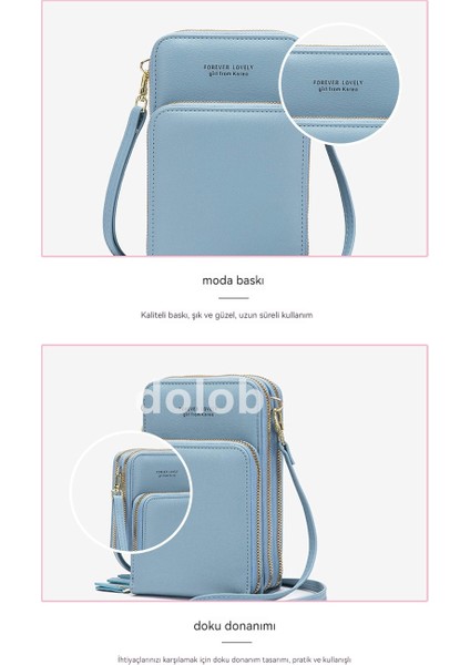 Kadınlar Için Mini Büyük Kapasiteli Cep Telefonu Çantası Yeni Üç Çekmeli Omuz Çantası Anahtar Bozuk Para Cüzdanı Omuz Crossbody Küçük Deri Çanta (Yurt Dışından)