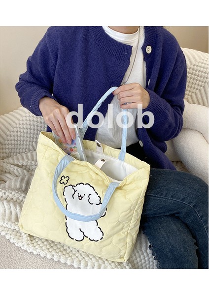 Hattı Köpek Taşınabilir Omuz Çantası Çocuksu Renkli Pamuk Dolgulu Büyük Kapasiteli Tote Çanta Kız Öğrenci Okul Çantası (Yurt Dışından) fiyatları