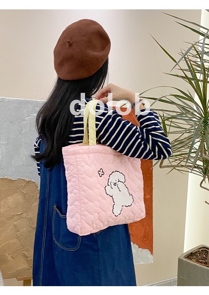 Hattı Köpek Taşınabilir Omuz Çantası Çocuksu Renkli Pamuk Dolgulu Büyük Kapasiteli Tote Çanta Kız Öğrenci Okul Çantası (Yurt Dışından) modelleri
