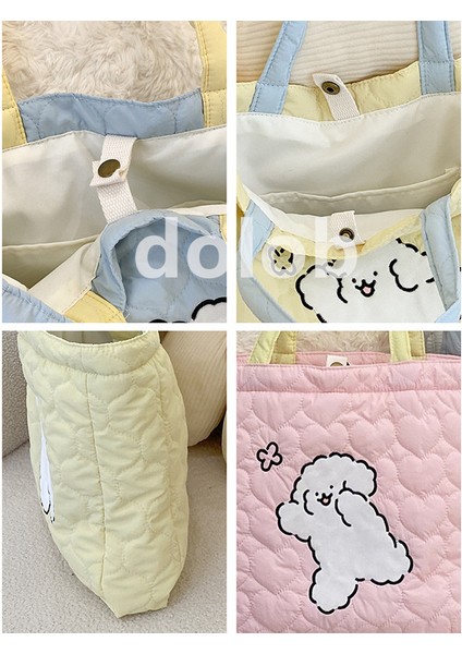 Hattı Köpek Taşınabilir Omuz Çantası Çocuksu Renkli Pamuk Dolgulu Büyük Kapasiteli Tote Çanta Kız Öğrenci Okul Çantası (Yurt Dışından) indirimleri