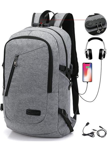 Öğrenci Sırt Çantası USB Şarj Okul Çantası Genç Sırt Çantası Açık Seyahat Erkek ve Kadın Gelgit (Yurt Dışından)