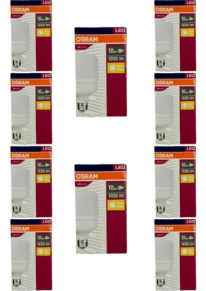 18W (96W) 3000K (Sarı Işık) E27 Duylu LED Torch Ampul (10 Adet)