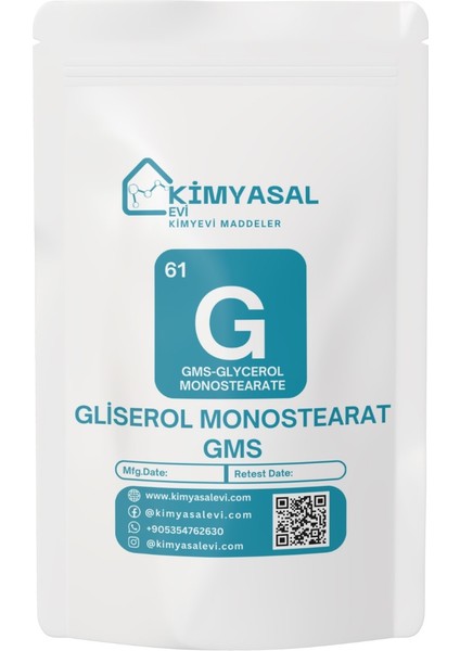 Kimyasal Evi 061 Gliserol Monostearat Gms Glycerol Monostearate 1 kg