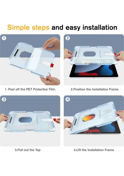 M.tk moveteck Apple Ipad Pro 11 Inç M1 M2 Çip Uyumlu Cam Ekran Koruyucu Otomatik Hizalama Aparatlı Kit Toz Önleyici Easy Body 4. Nesil 5. Nesil