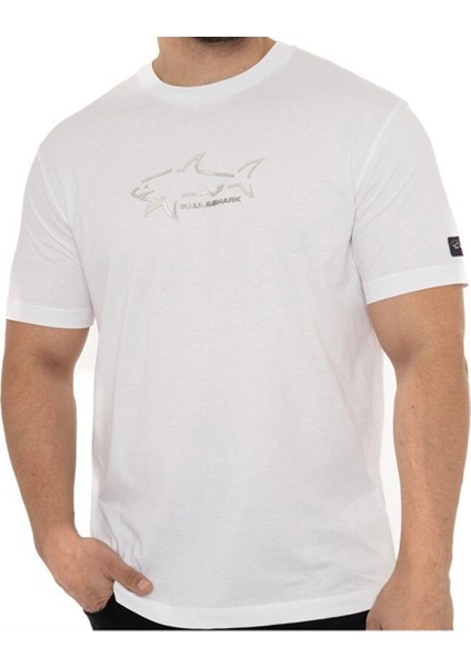 Erkek Marka Logo Detaylı Regular Fit Kısa Kollu Beyaz T-Shirt 23411198-010