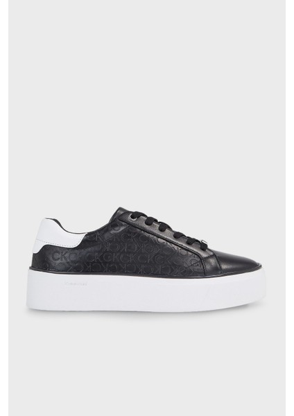 Kadın Marka Logolu Bağcıklı Kaydırmaz Tabanlı Günlük Siyah Sneaker HW0HW01870-0GQ