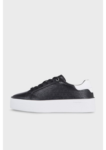 Kadın Marka Logolu Bağcıklı Kaydırmaz Tabanlı Günlük Siyah Sneaker HW0HW01870-0GQ