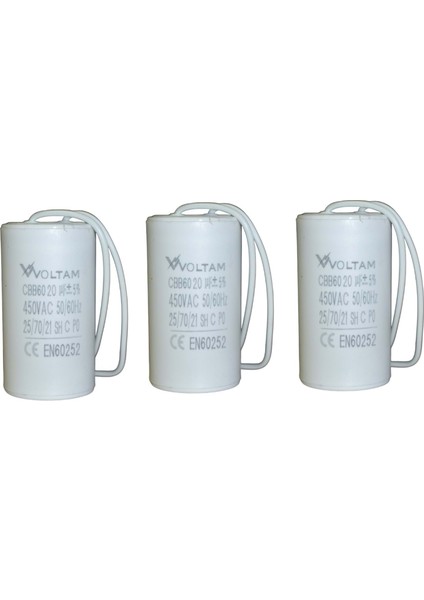 20 Mf 3' Lü Paket 450 Volt Daimi Devre Kondansatör