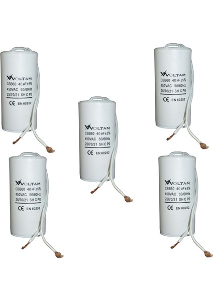 40 Mf 5' Li Paket 450 Volt Daimi Devre Kondansatör