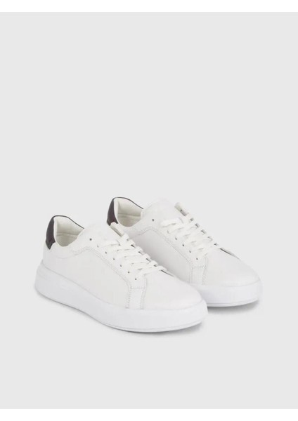 Calvin Klein Erkek Marka Logolu Bağcıklı Kaydırmaz Tabanlı Günlük Beyaz Sneaker HM0HM01288-0K8