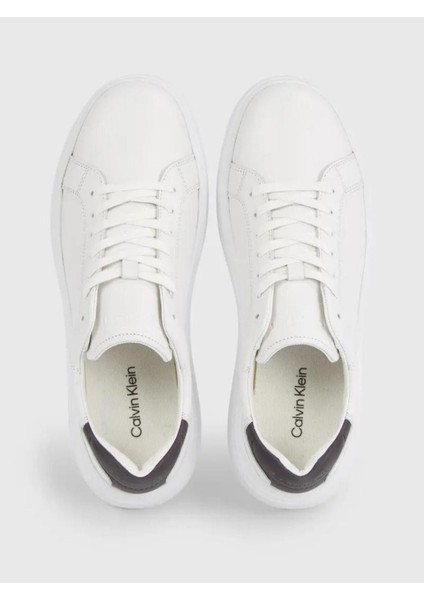 Calvin Klein Erkek Marka Logolu Bağcıklı Kaydırmaz Tabanlı Günlük Beyaz Sneaker HM0HM01288-0K8