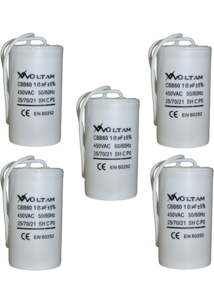 18 Mf 450 Volt 5' Li Paket Daimi Devre Kondansatör