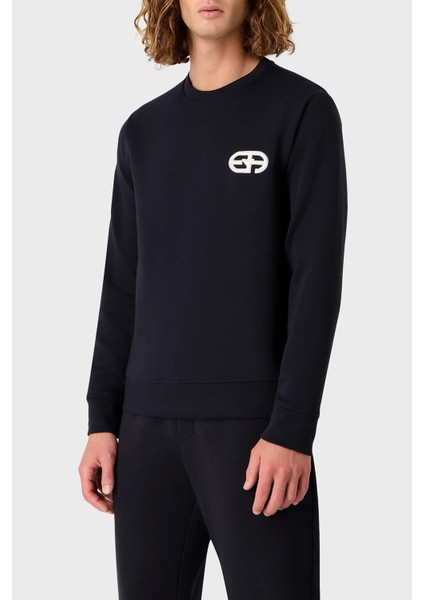 Erkek Marka Logolu Uzun Kollu Rahat Lacivert Sweatshirt 8N1ML7 1JHSZ-0920