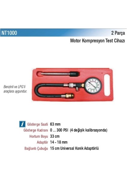 Nt Tools Motor Kompresyon Test Cihazı 2 Parça NT1000