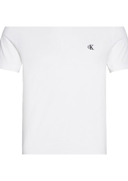 Erkek Logolu Regular Fit Kısa Kollu Yuvarlak Yaka Beyaz T-Shirt J30J314544-YAF