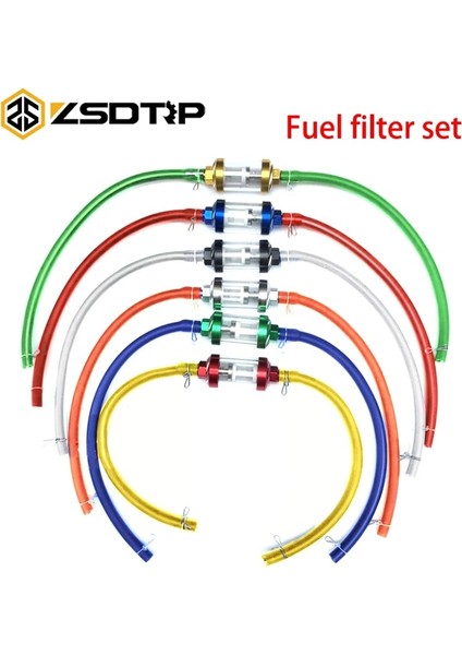 Kırmızı Stil Zsdtrp Renkli 8mm Motosiklet Iç Yakıt Filtresi Benzin Filtreleri + 1m Benzin Yakıt Hattı Hortumu + 4 Klipsli Moto Scooter Dirt Bike (Yurt Dışından) modelleri