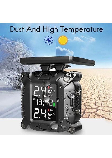 Kablosuz Motosiklet Tpms Lastik Basıncı Izleme Sistemi Solar Harici Sensör LCD Ekran Sıcaklık Monitörü Alarmı (Yurt Dışından)