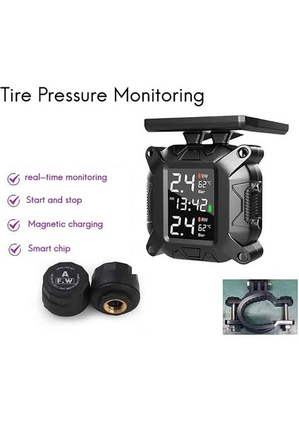 Kablosuz Motosiklet Tpms Lastik Basıncı Izleme Sistemi Solar Harici Sensör LCD Ekran Sıcaklık Monitörü Alarmı (Yurt Dışından)