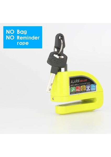 Sarı Paket A Stili Motosiklet Scooter Tekerlek Disk Fren Alarm Kilidi Alüminyum Alaşımlı Güvenlik Hırsızlığa Karşı 2m Hatırlatma Halat Kilit Dikiş Çantası Yedek Pil (Yurt Dışından)