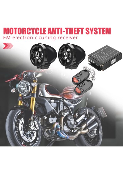 Motosiklet Hırsızlık Alarmı Mp3 Fm Radyo Bluetooth Uyumlu Hoparlör Sistemi Claolors Basit Kalıcı Ses Sistemi (Yurt Dışından)